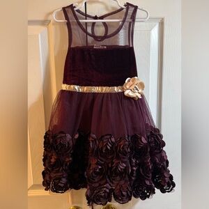 Little Lass Plum Dress with Cream Flower